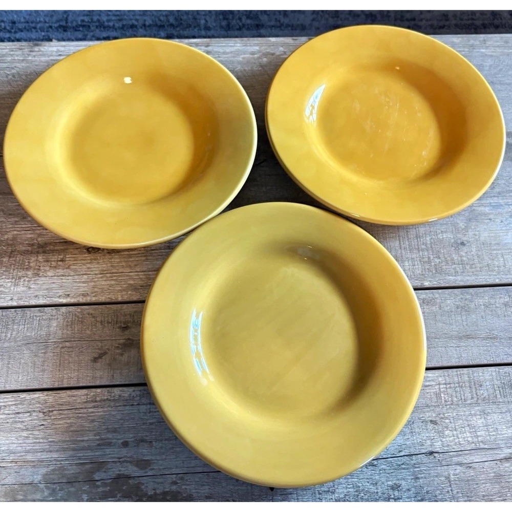 Tabletops Unlimited Barcelona Dinner Plates 3pc Yellow Ceramic DW Safe